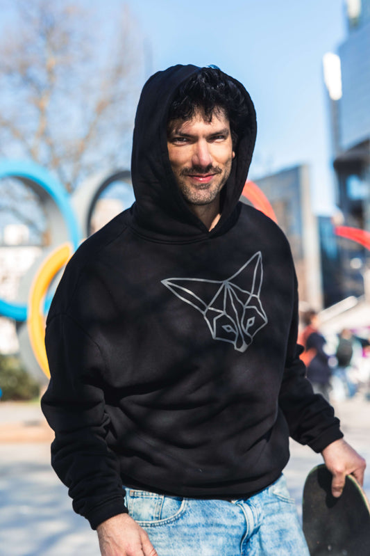 LA FENNEK Oversized Hoodie - BLACK SHINY HOODY ⭐